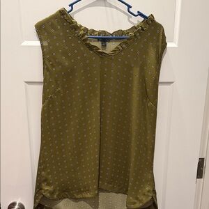 Ann Taylor Olive Green Ruffle-Trim Sleeveless Camisole